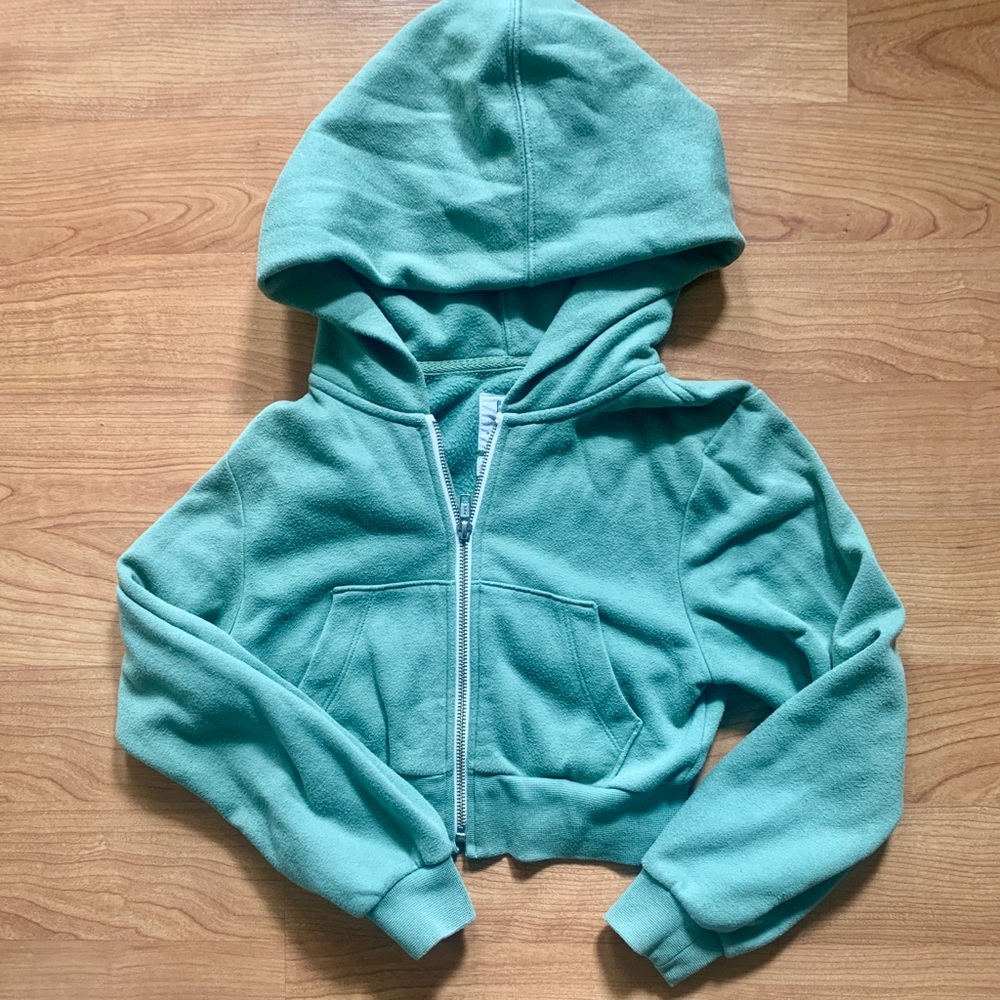 GAP TEEN Sage Green Cropped Zip-up